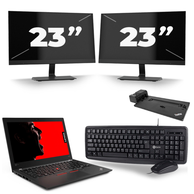 Lenovo ThinkPad X280 - Intel Core i7-8e Generatie - 12 inch - 8GB RAM - 256GB SSD - Windows 11 + 2x 23 inch Monitor