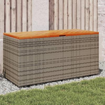 Tuinbox 110x50x54 cm poly rattan en acaciahout grijs