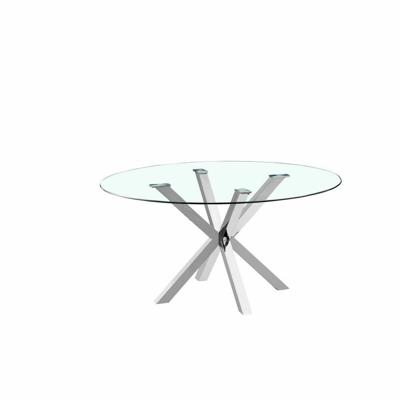 Eettafel DKD Home Decor 110 x 110 x 76 cm Kristal Zilverkleurig Staal