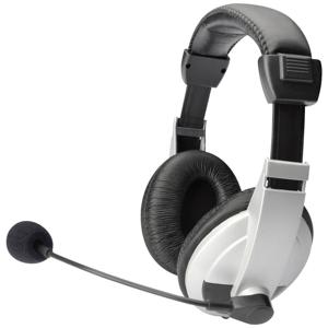 Digitus DA-12201 Over Ear headset Computer Kabel Stereo Zwart-zilver Volumeregeling