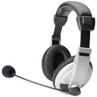 Digitus DA-12201 Over Ear headset Computer Kabel Stereo Zwart-zilver Volumeregeling