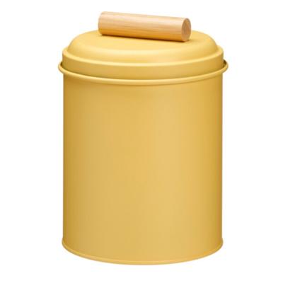 Voorraadpot / koekjes bewaarblik Bart - 14 x 20 cm - metaal - geel - keuken voorraadpotten