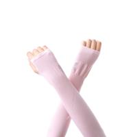Lange ijs Silk zonnebrandcrème mouwen fietsen rijden Outdoor UV arm Oversleeve lengte: 38cm (roze)