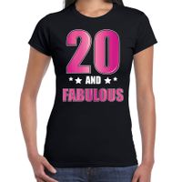 20 and fabulous verjaardag cadeau t-shirt / shirt 20 jaar zwart voor dames - thumbnail