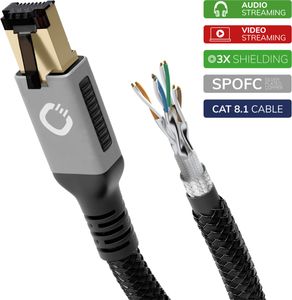 Oehlbach D1C13353 RJ45 Netwerkkabel, patchkabel CAT 8.1 2.00 m Zwart, Goud 1 stuk(s)