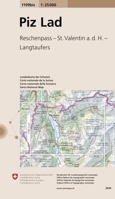 Wandelkaart - Topografische kaart 1199bis Piz Lad | Swisstopo