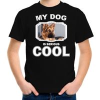 Duitse herder honden t-shirt my dog is serious cool zwart voor kinderen