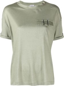 Brunello Cucinelli t-shirt à ornements métalliques - Vert