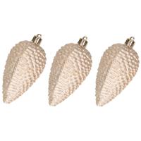 Kersthangers dennenappels - 6x st - champagne - glitter - 8 cm - kunststof - kerstversiering