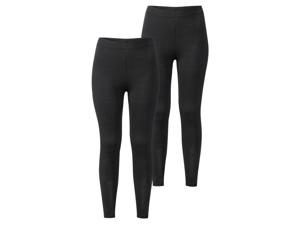 esmara Damesleggings, 2 stuks, met hoog katoenaandeel (XS (32/34), Zwart)