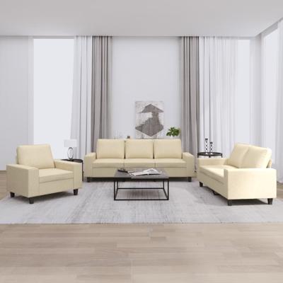 3-delige Loungeset stof crèmekleurig