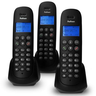 Profoon PDX-300 TRIPLE - DECT telefoon met 3 handsets, zwart