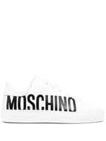 Moschino baskets en cuir à logo imprimé - Blanc