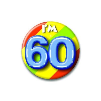 Verjaardags button I am 60
