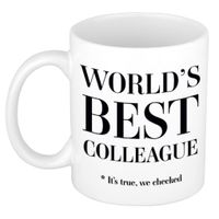 Worlds best colleague cadeau koffiemok / theebeker wit 330 ml - Cadeau mokken - thumbnail