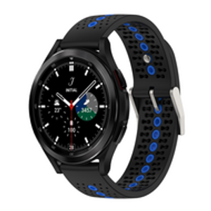 Dot Pattern bandje - Zwart met blauw - Samsung Galaxy Watch 4 Classic - 42mm & 46mm