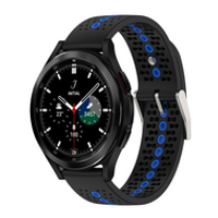 Dot Pattern bandje - Zwart met blauw - Samsung Galaxy Watch 4 Classic - 42mm & 46mm - thumbnail