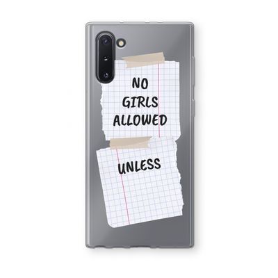 No Girls Allowed Unless: Samsung Galaxy Note 10 Transparant Hoesje