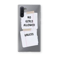 No Girls Allowed Unless: Samsung Galaxy Note 10 Transparant Hoesje