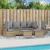 5-delige Loungeset met kussens poly rattan beige