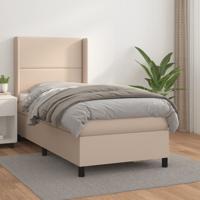 Boxspring met matras kunstleer cappuccinokleurig 90x200 cm