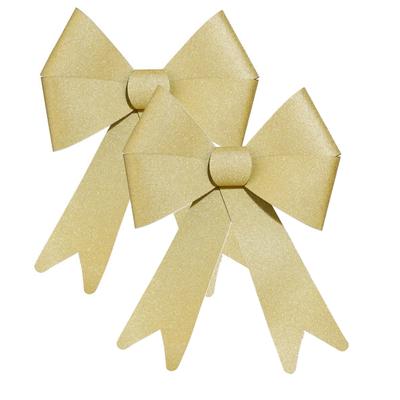 Feeric Christmas Kerst strik - 2x - goud - glitter - 30 cm - pvc - decoratiestrik - kerststrik