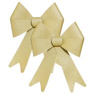 Feeric Christmas Kerst strik - 2x - goud - glitter - 30 cm - pvc - decoratiestrik - kerststrik Feeric Christmas Kerst strik - 2x - goud - glitter - 30 cm - pvc - decoratiestrik - kerststrik