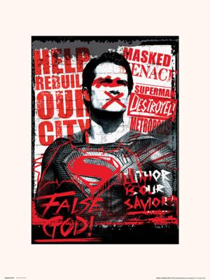 Kunstdruk DC Batman V Superman Superman False God 30x40cm