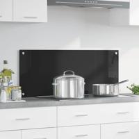 VidaXL Keuken achterwand zwart 100 x 40 cm gehard glas