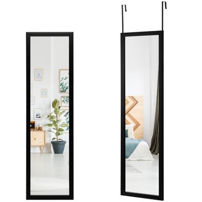 Passpiegel 120 x 33 cm Deurhaken voor Ophangen aan Deur of Muur Ideaal voor Slaapkamer Zwart