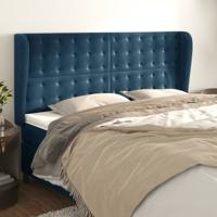 Hoofdbord met randen 163x23x118/128 cm fluweel donkerblauw
