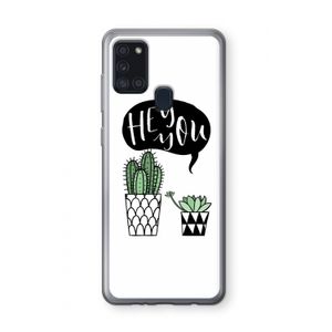 Hey you cactus: Samsung Galaxy A21s Transparant Hoesje