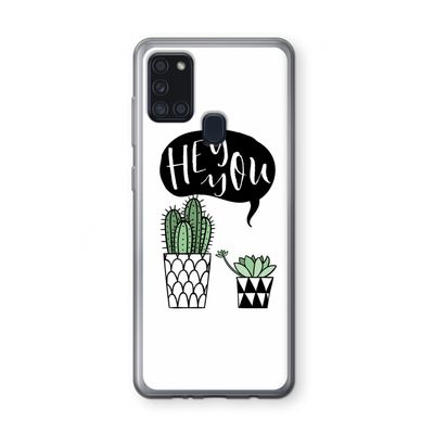 Hey you cactus: Samsung Galaxy A21s Transparant Hoesje
