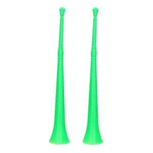 Vuvuzela grote blaastoeter hoorn - 2x stuks - groen - 48 cm - landen fan supporters feestartikelen