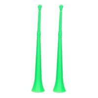 Vuvuzela grote blaastoeter hoorn - 2x stuks - groen - 48 cm - landen fan supporters feestartikelen