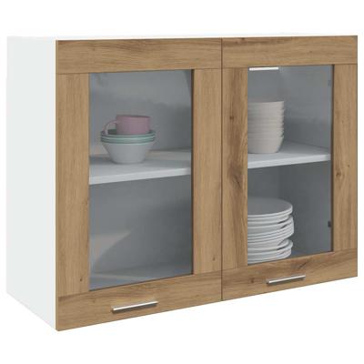 Hangkast Lyon 80x31x60 cm bewerkt hout artisanaal eikenkleurig