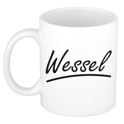 Wessel Naam koffiemok - beker - met sierlijke letters - wit - 300 ml - Cadeau - Heren Wessel Naam koffiemok - beker - met sierlijke letters - wit - 300 ml - Cadeau - Heren