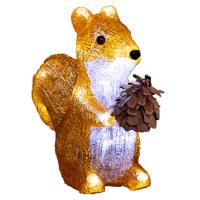Kerstverlichting figuur - eekhoorn - met dennenappel - 20 x 9 x 19 cm - 20 LED lampjes wit