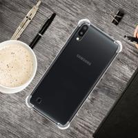 Voor Galaxy A10/M10 vierhoek anti-drop ultradunne transparante TPU telefoon geval (transparant)