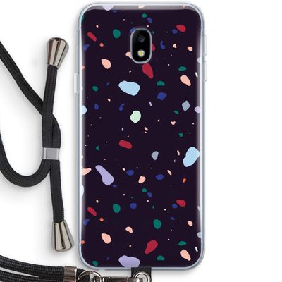 Dark Rounded Terrazzo: Samsung Galaxy J3 (2017) Transparant Hoesje met koord
