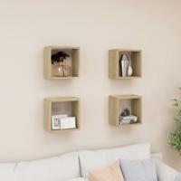 Wandschappen kubus 4 st 26x15x26 cm sonoma eikenkleurig
