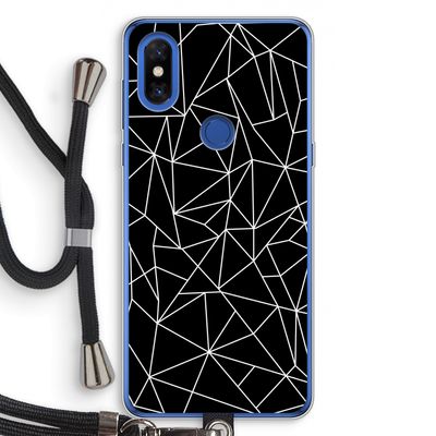 Geometrische lijnen wit: Xiaomi Mi Mix 3 Transparant Hoesje met koord