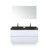 Maxx XL Badmeubelset 120 cm - Wit Hoogglans - Wastafel Lucca Dubbel 2 kraangaten - met Spiegel