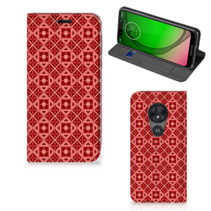 Motorola Moto G7 Play Hoesje met Magneet Batik Rood