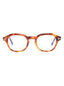 TOM FORD Eyewear lunettes de soleil ovales à effet écailles de tortue - Marron