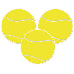 Tennisbal sport decoratie sticker versiering - 3x - geel - dia 13 cm - vinyl