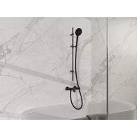Fortifura Calvi Badkraan - met glijstangset - ronde handdouche - metalen doucheslang - mat zwart SW767488/SW496816/SW706203/SW720224