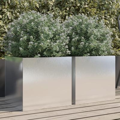 VidaXL Plantenbakken 2 st 42x40x39 cm roestvrij staal zilverkleurig