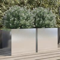 VidaXL Plantenbakken 2 st 42x40x39 cm roestvrij staal zilverkleurig