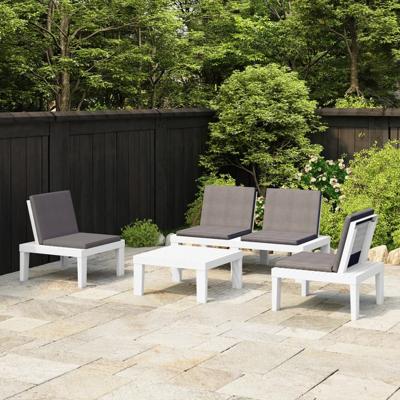 4-delige Loungeset met kussens kunststof wit